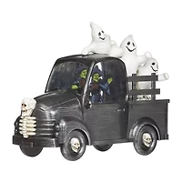 Roman 7"H Lighted Swirl Witch Truck With Ghosts Halloween Tabletop Decor