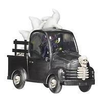 Roman 7"H Lighted Swirl Witch Truck With Ghosts Halloween Tabletop Decor