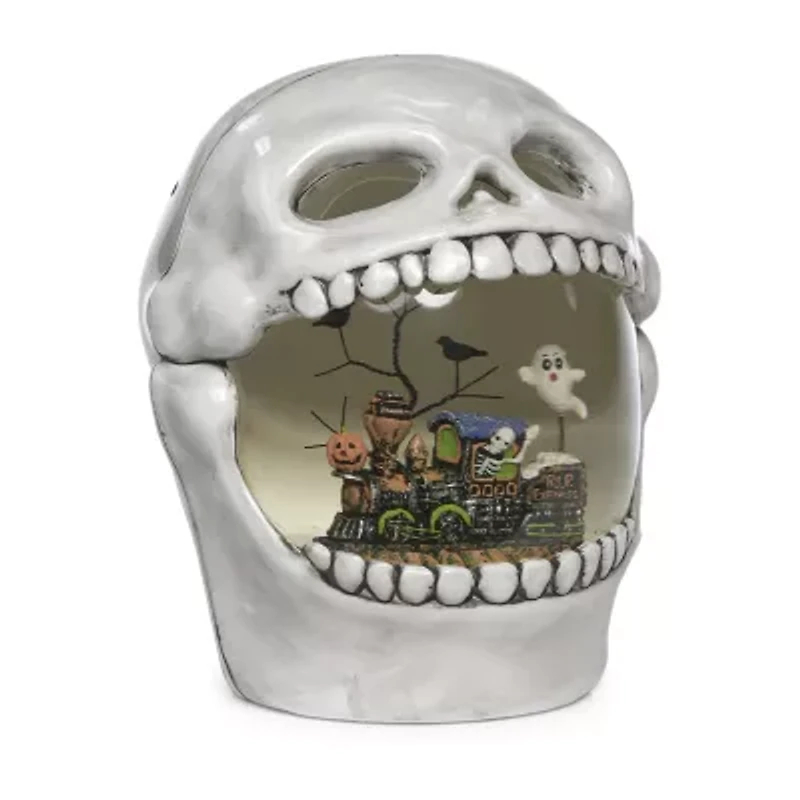 Roman 7" Lighted Skull Swirl Halloween Tabletop Decor