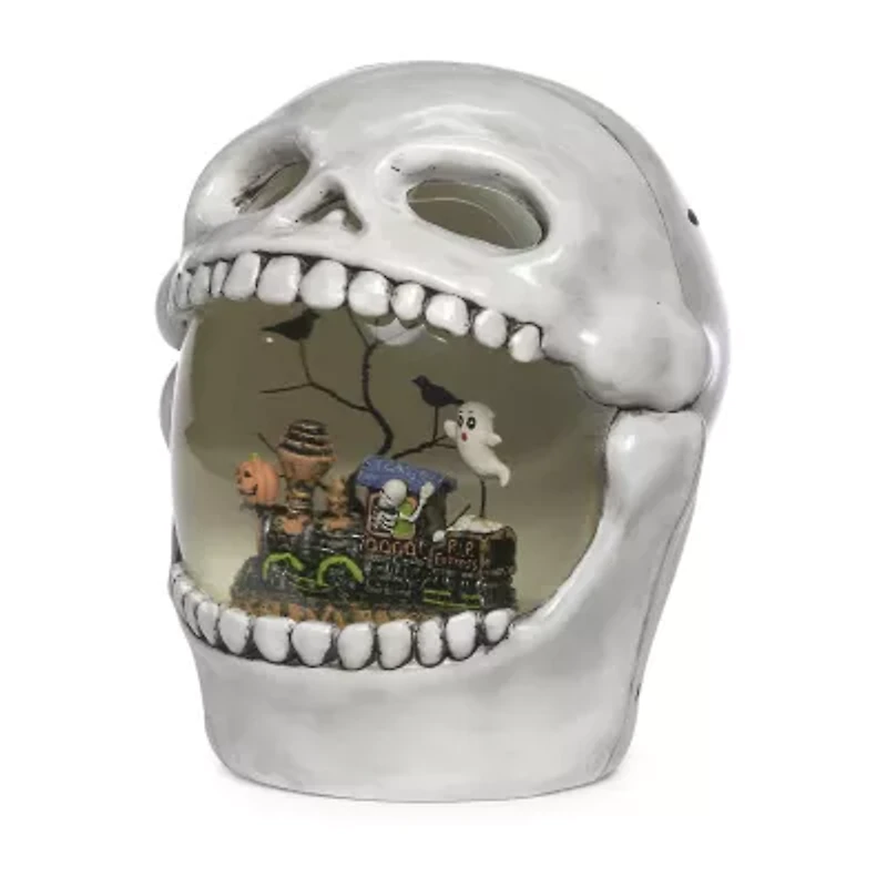 Roman 7" Lighted Skull Swirl Halloween Tabletop Decor