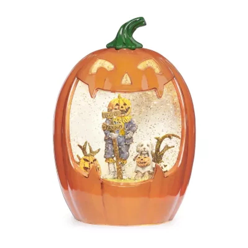 Roman 9"H Lighted Swirl Jack O Lantern Halloween Tabletop Decor