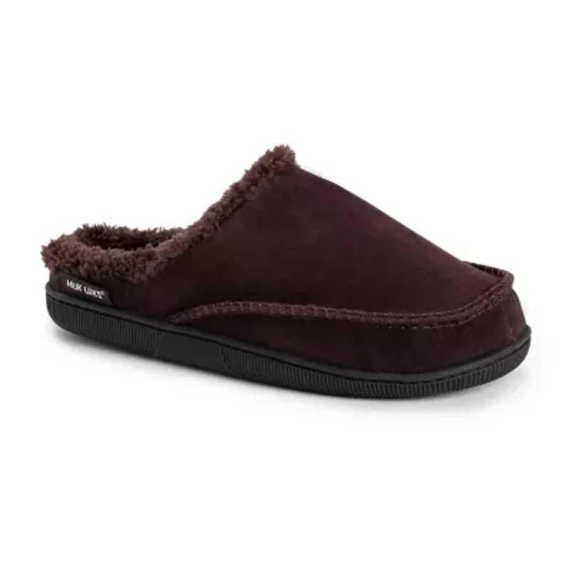 Muk Luks Faux Suede Clog Mens Memory Foam Slip Resistant Slip-On Slippers