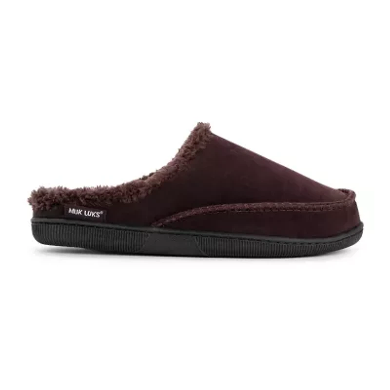 Muk Luks Faux Suede Clog Mens Memory Foam Slip Resistant Slip-On Slippers