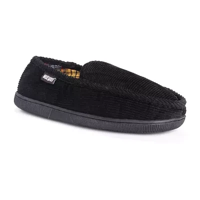 Muk Luks Corduroy Moccasin Mens Memory Foam Slip Resistant Slip-On Slippers