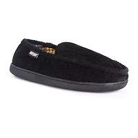 Muk Luks Corduroy Moccasin Mens Memory Foam Slip Resistant Slip-On Slippers