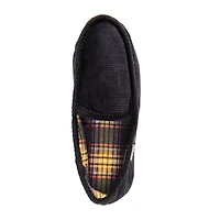 Muk Luks Corduroy Moccasin Mens Memory Foam Slip Resistant Slip-On Slippers
