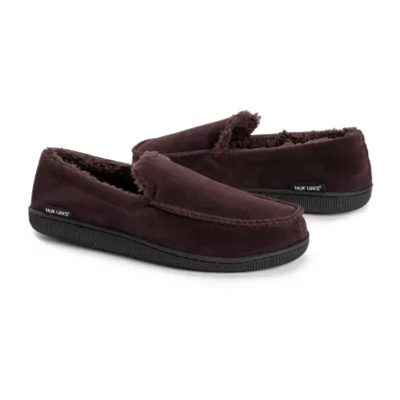 Muk Luks Faux Suede Moccasin Mens Memory Foam Slip Resistant Slip-On Slippers