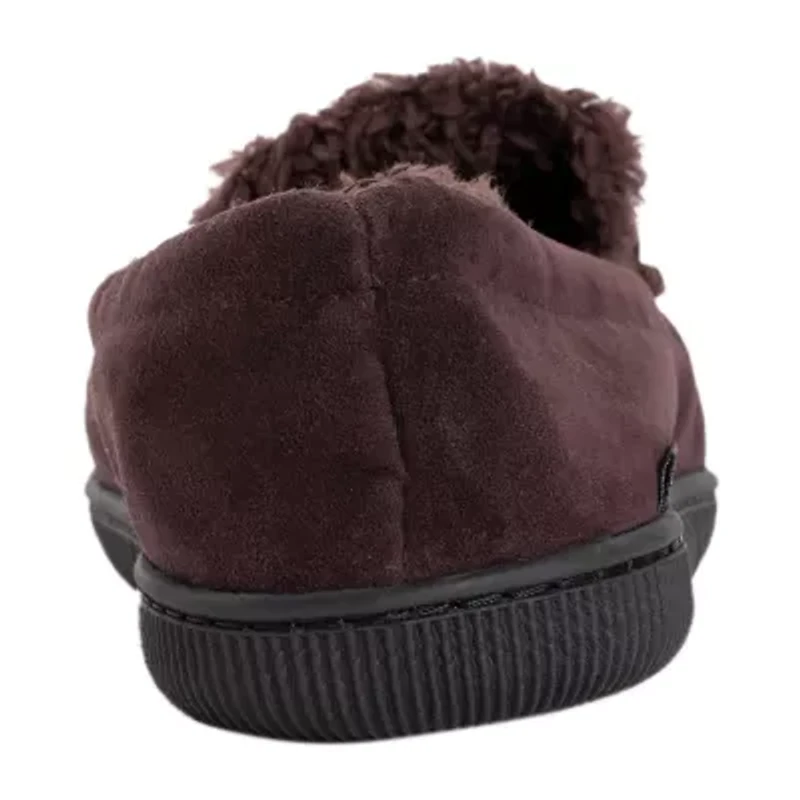 Muk Luks Faux Suede Moccasin Mens Memory Foam Slip Resistant Slip-On Slippers