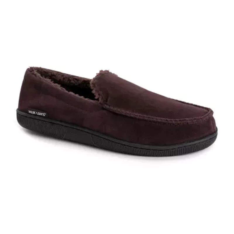 Muk Luks Faux Suede Moccasin Mens Memory Foam Slip Resistant Slip-On Slippers