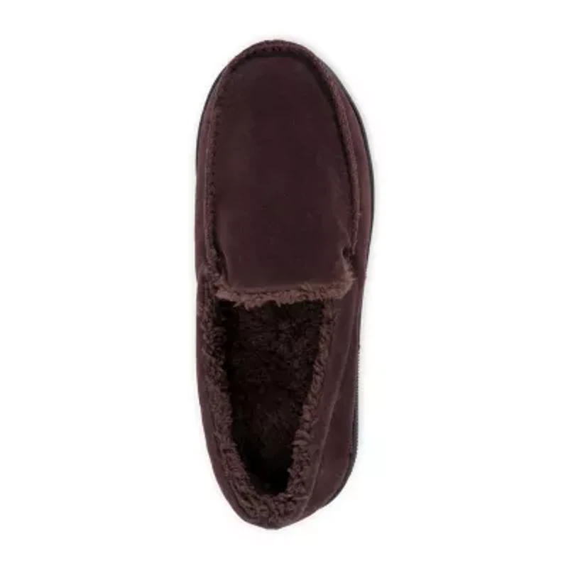 Muk Luks Faux Suede Moccasin Mens Memory Foam Slip Resistant Slip-On Slippers