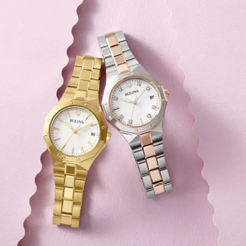 Bulova Prestige\N Womens Two Tone Stainless Steel Bracelet Watch 98p235