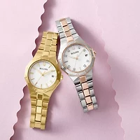 Bulova Prestige\N Womens Two Tone Stainless Steel Bracelet Watch 98p235