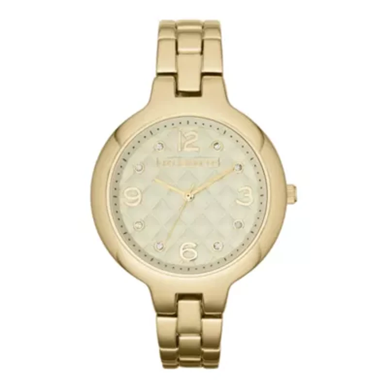 Liz Claiborne® Womens Gold-Tone Quilted Watch