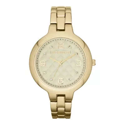 Liz Claiborne® Womens Gold-Tone Quilted Watch