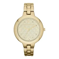 Liz Claiborne® Womens Gold-Tone Quilted Watch