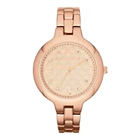 Liz Claiborne® Womens Rose-Tone Quilted Watch