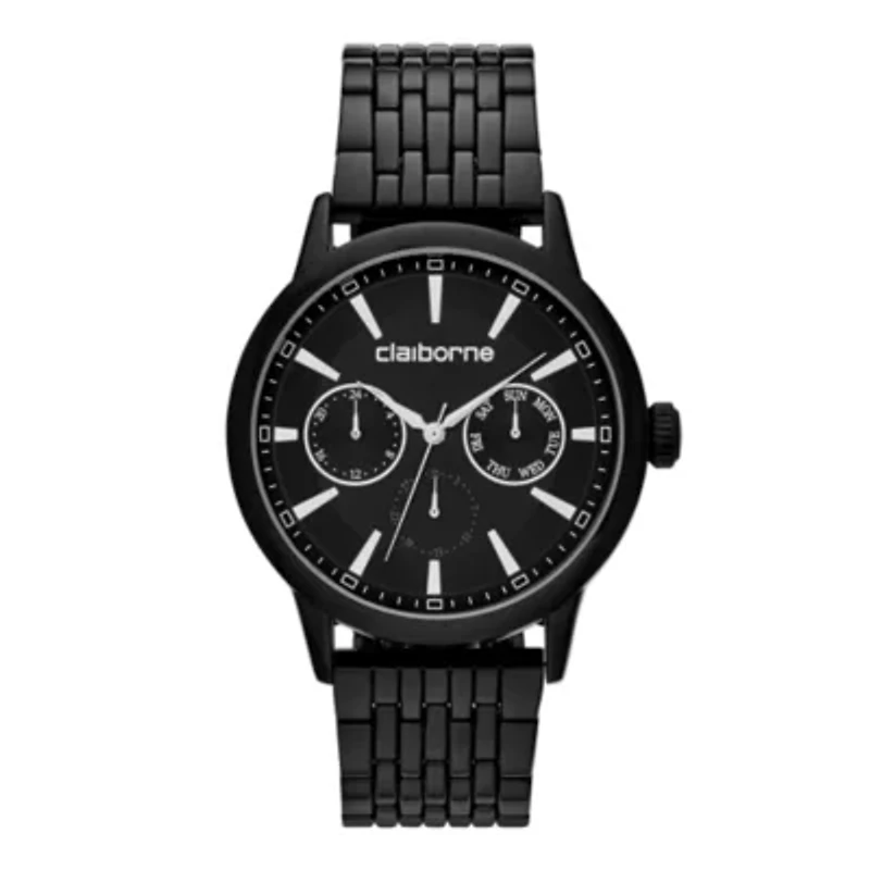 Claiborne® Mens Gunmetal Dress Watch