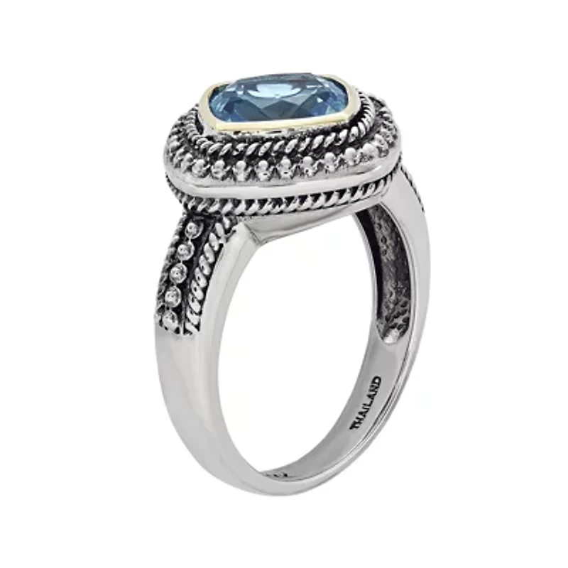 Shey Couture Genuine Blue Topaz Sterling Silver 14k Gold Ring