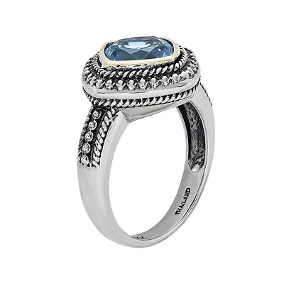 Shey Couture Genuine Blue Topaz Sterling Silver 14k Gold Ring
