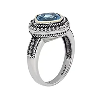 Shey Couture Genuine Blue Topaz Sterling Silver 14k Gold Ring