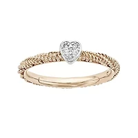 Personally Stackable Diamond-Accent 18K Rose Gold Over Silver Stackable Heart Ring
