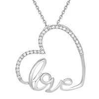 1/10 CT. T.W. Diamond 10K White Gold Heart Mini Pendant Necklace