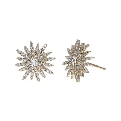3/4 CT.T.W. Natural Diamond 14K Rose Gold Starburst Stud Earrings