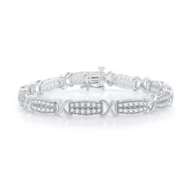 10K White Gold Solid Link Bracelet