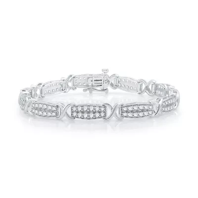 10K White Gold Solid Link Bracelet