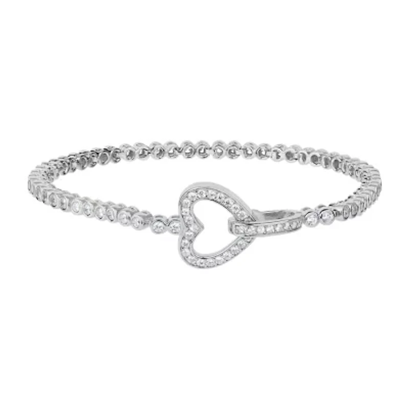 DiamonArt® 3 3/4 CT. T.W. White Cubic Zirconia Sterling Silver Heart 7.25 Inch Tennis Bracelet