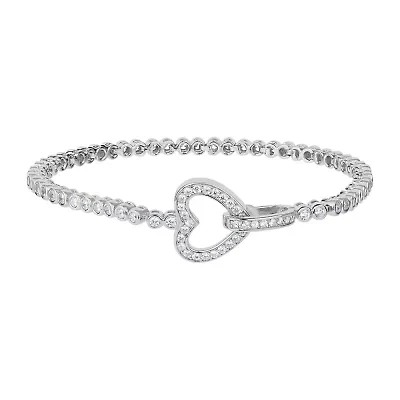 DiamonArt® 3 3/4 CT. T.W. White Cubic Zirconia Sterling Silver Heart 7.25 Inch Tennis Bracelet