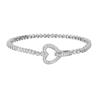 DiamonArt® 3 3/4 CT. T.W. White Cubic Zirconia Sterling Silver Heart 7.25 Inch Tennis Bracelet