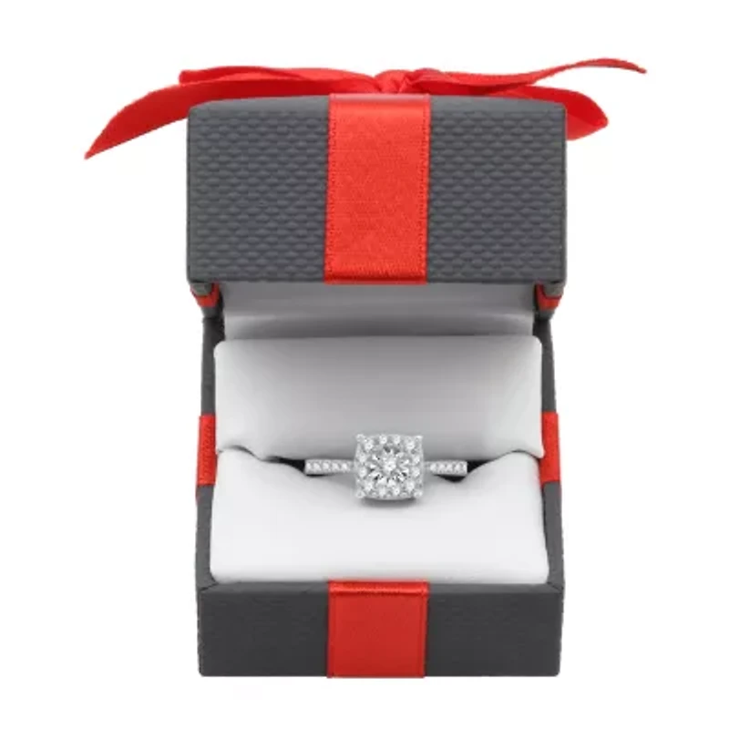 Womens / CT. T.W. Natural White Diamond Sterling Silver Halo Cocktail Ring