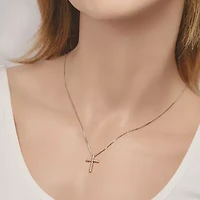 Womens 1/4 CT. T.W. Natural White Diamond 10K White, Yellow, or Rose Gold Cross Pendant Necklace