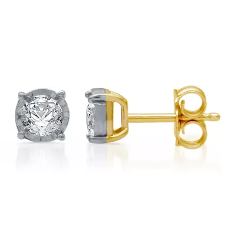 1/3 CT. T.W. Natural White Diamond 10K Gold 4.8mm Stud Earrings