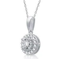 Womens / CT. T.W. Natural White Diamond 10K White Gold Round 18 Inch Pendant Necklace