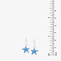 Silver Treasures Starfish Womens Blue Crystal Sterling Silver Star Drop Earrings