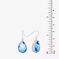 Sparkle Allure Womens Blue Pure Silver Over Brass Pear Drop Earrings