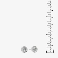 Silver Treasures Crystal Sterling Silver 9mm Round Stud Earrings