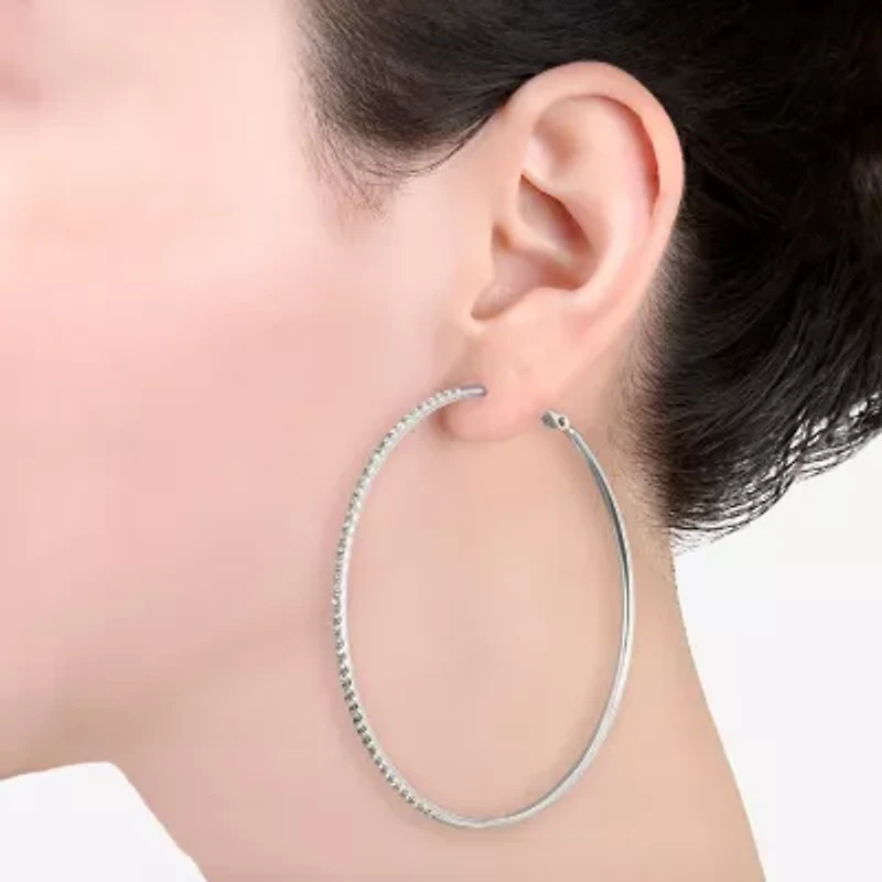 Sparkle Allure Womens Crystal 70mm Round Hoop Earrings