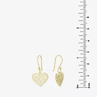 Silver Treasures Womens 14K Gold Over Silver Heart Drop Earrings