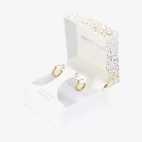 Sparkle Allure Womens Cubic Zirconia 14K Gold Over Brass 2 Pair Earring Set