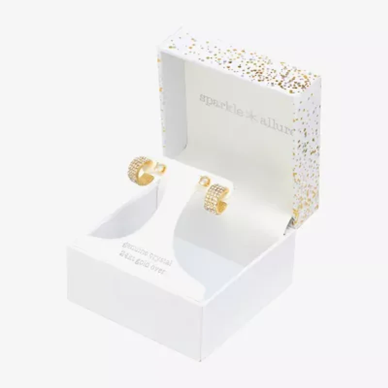 Sparkle Allure Womens Crystal 14K Gold Over Brass 2 Pair Earring Set