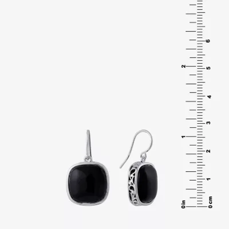 Sparkle Allure Genuine Stone Womens Blue Pure Silver Over Brass Square Drop Earrings