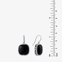 Sparkle Allure Genuine Stone Womens Blue Pure Silver Over Brass Square Drop Earrings