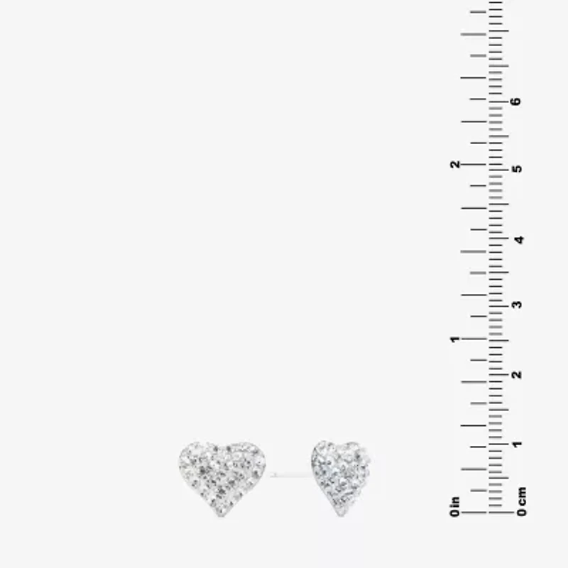 Silver Treasures Crystal Sterling Silver 10mm Heart Stud Earrings