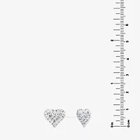Silver Treasures Crystal Sterling Silver 10mm Heart Stud Earrings