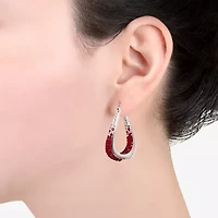 Sparkle Allure Womens Blue Crystal 32mm Hoop Earrings