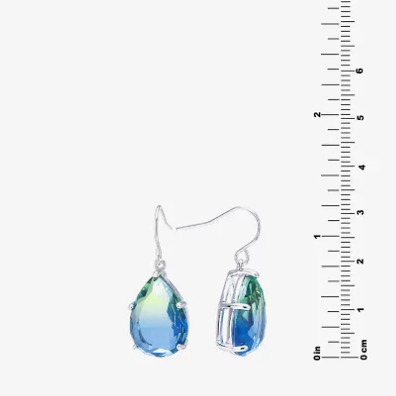Sparkle Allure Womens Blue Pure Silver Over Brass Pear Drop Earrings