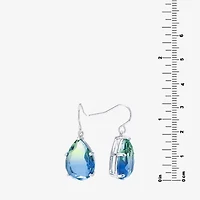Sparkle Allure Womens Blue Pure Silver Over Brass Pear Drop Earrings